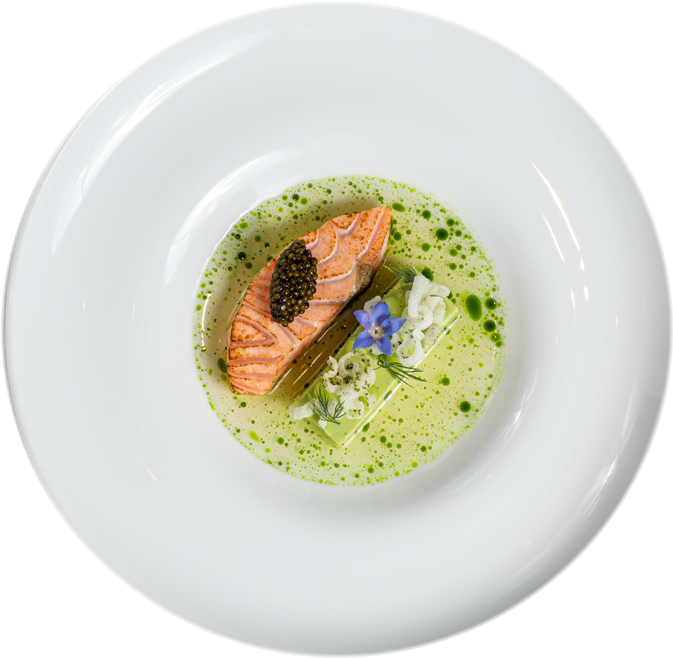 Création signature de Guy Ravet, saumon et caviar